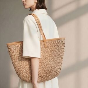 Mark And Graham Palm Leaf Tote With Leather Strap And A Letter K NWOT NWOB